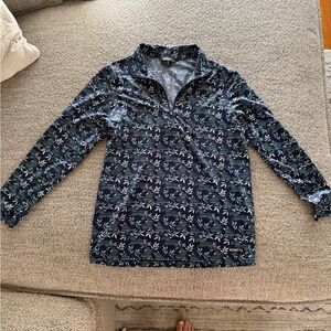 Navy Blue Kids Shirt with Leaf Pattern